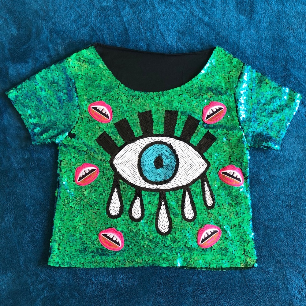 Sequin 3rd Eye Crop Top
